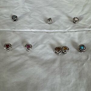 Silver Knot Earrings with Multicolor Stones